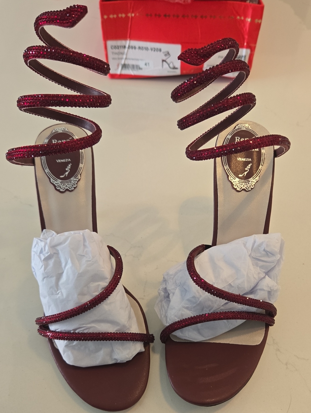 Rene Caovilla Margot Burgundy Sandal
